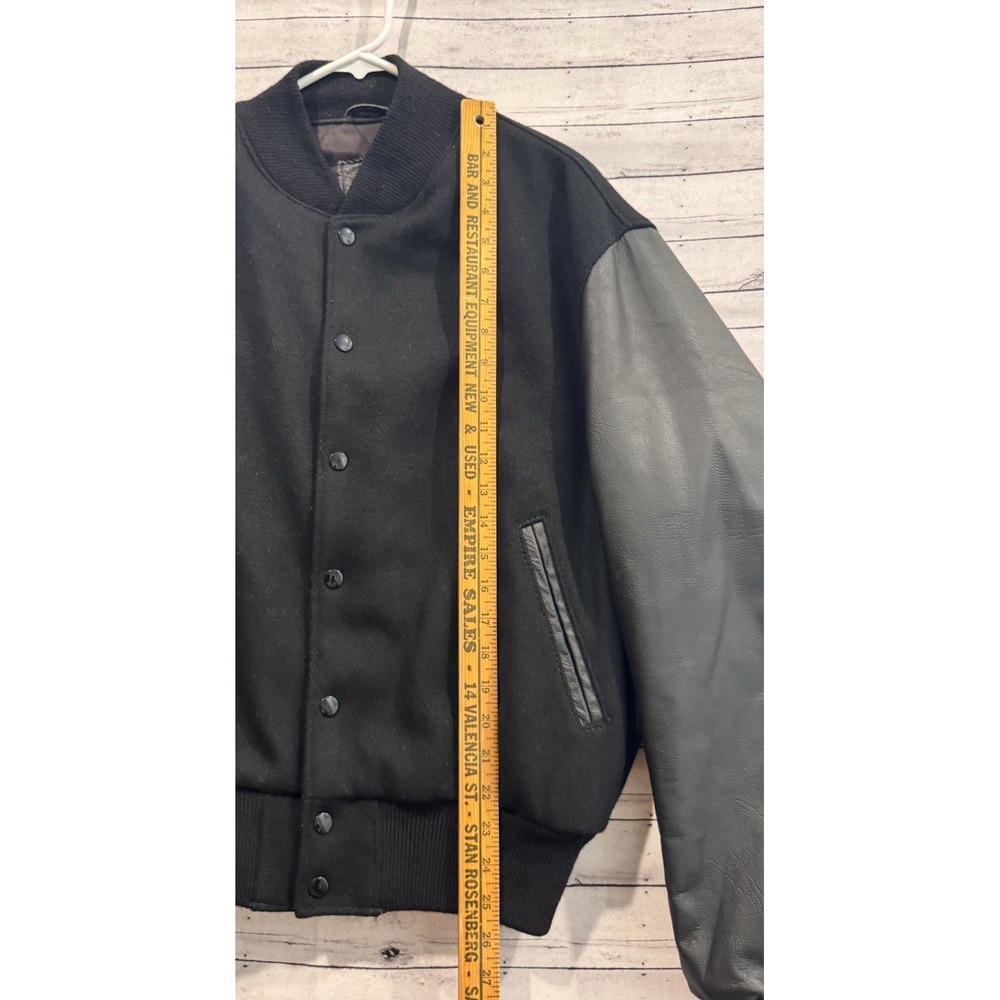 Golden Bear Mens Varsity Wool Bomber Jacket sz L Leather Sleeve Short Length - Picture 8 of 15